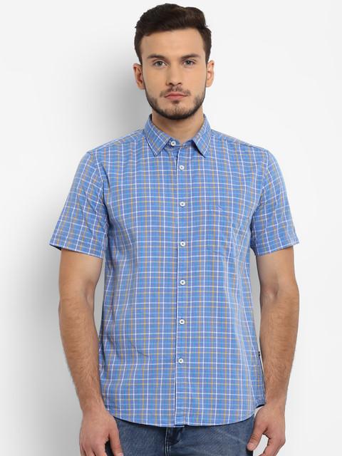 

Parx Men Blue Slim Fit Checked Casual Shirt