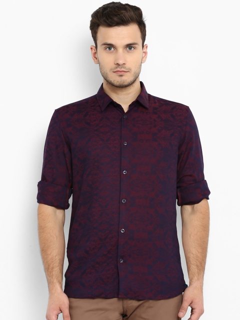 

Parx Men Red & Blue Slim Fit Printed Casual Shirt