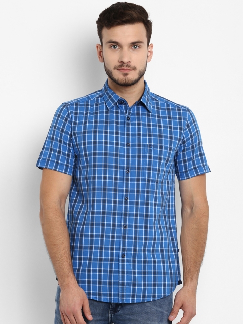 

Parx Men Blue Slim Fit Checked Casual Shirt