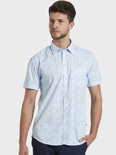 

Parx Men Blue & White Slim Fit Printed Casual Shirt