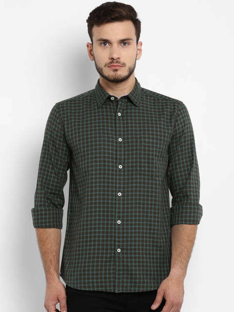

Parx Men Green & Brown Slim Fit Checked Casual Shirt