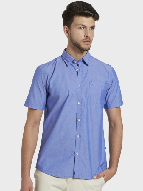 

Parx Men Blue Slim Fit Solid Casual Shirt