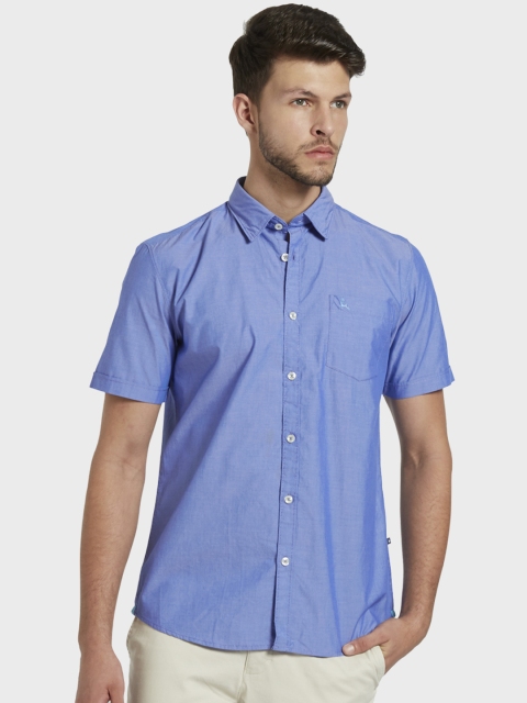 

Parx Men Blue Slim Fit Solid Casual Shirt
