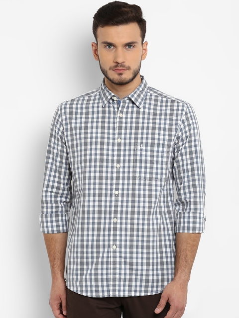 

Parx Men Blue & Grey Regular Fit Checked Casual Shirt