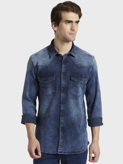 

Parx Men Blue Slim Fit Faded Casual Shirt