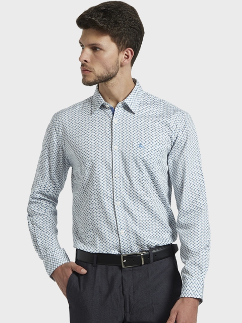 

Parx Men Blue & White Slim Fit Printed Formal Shirt