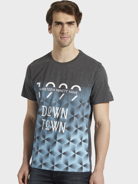 

Parx Men Grey Printed Round Neck T-shirt