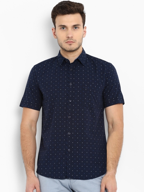 

Parx Men Navy Blue Slim Fit Printed Casual Shirt