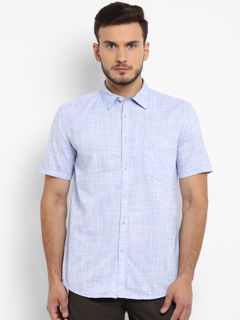 

Parx Men Blue Slim Fit Self Design Casual Shirt