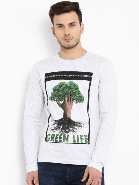 

Parx Men Grey Printed Round Neck T-shirt