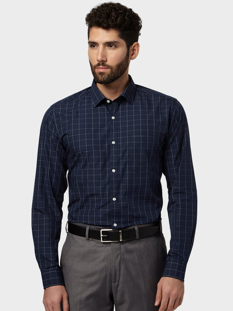 

Park Avenue Men Blue Slim Fit Checked Formal Shirt