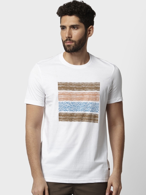 

Park Avenue Men White Printed Round Neck T-shirt