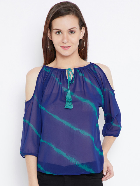 

Toshee Women Blue Striped Top