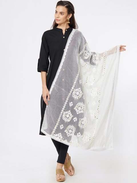 

Dupatta Bazaar Women White Embroidered Dupatta