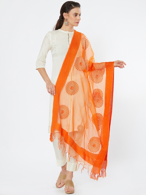 

Dupatta Bazaar Women Orange & Gold-Toned Embroidered Dupatta