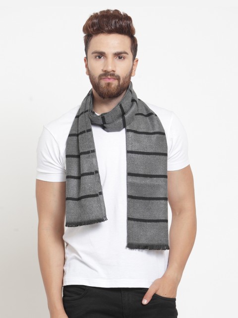 

Alvaro Castagnino Men Grey & Black Striped Muffler