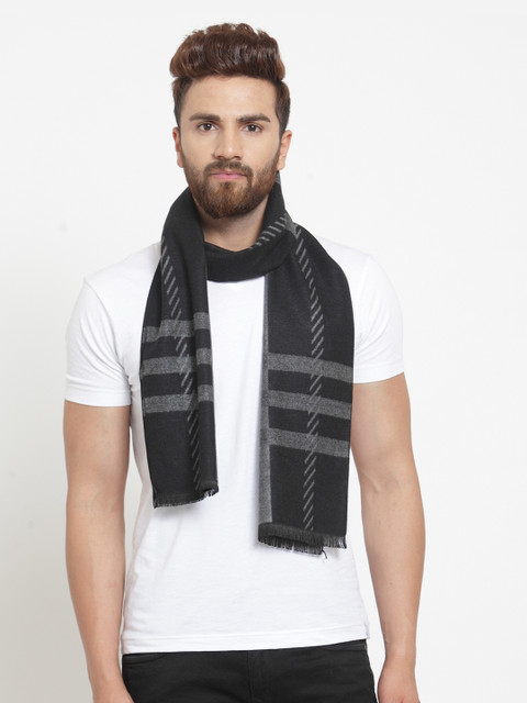 

Alvaro Castagnino Men Black and Grey Striped Muffler