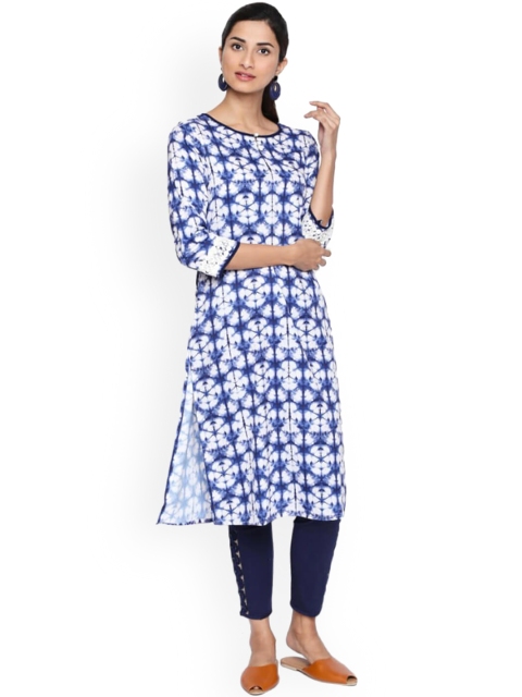 

Naari Women Blue Printed Straight Kurta