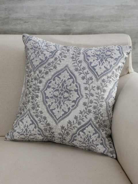 

Pure Home and Living Silver-Toned Set of Single Floral Square Cushion Covers