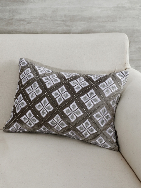 

Pure Home and Living Silver-Toned Floral Rectangle Cushion Cover