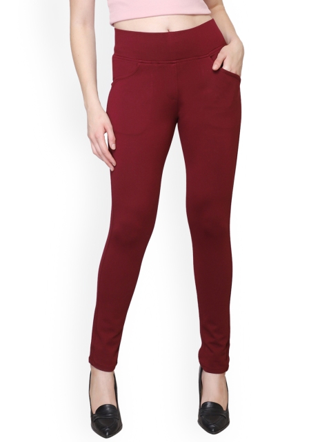 

Westwood Women Maroon Solid Skinny Fit Jeggings