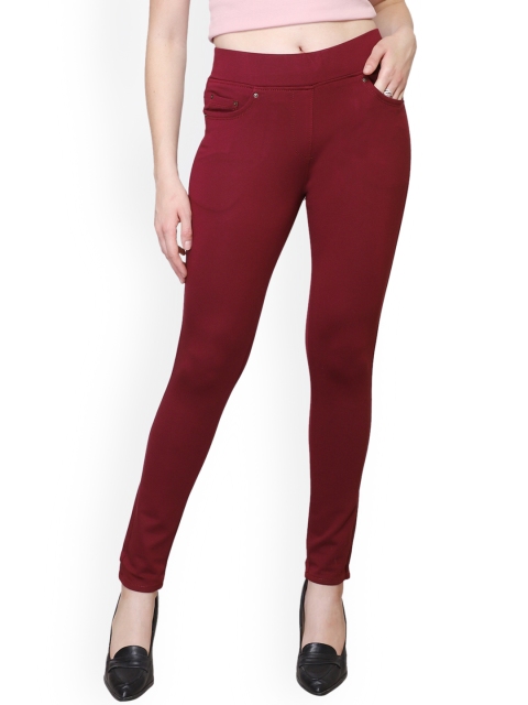 

Westwood Women Maroon Solid Skinny Fit Jeggings