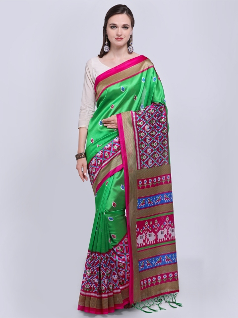 

Saree mall Green Printed Bhagalpuri Saree