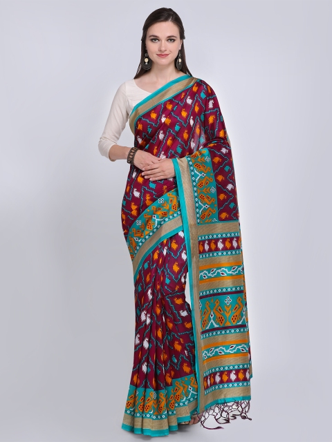 

Saree mall Maroon Printed Bhagalpuri Saree