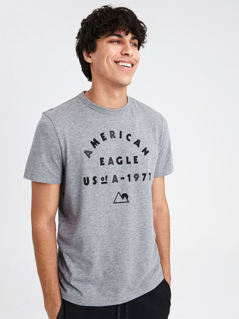 

AMERICAN EAGLE OUTFITTERS Men Grey Printed Round Neck T-shirt