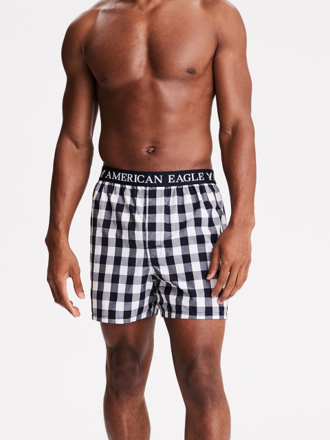 

AMERICAN EAGLE OUTFITTERS Men Navy & White Checked Boxers 1035-410, Navy blue