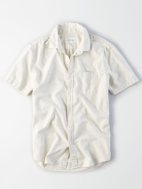 

AMERICAN EAGLE OUTFITTERS Men White Regular Fit Solid Casual Shirt