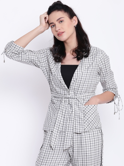 

Texco Women Grey Checked Tailored Jacket