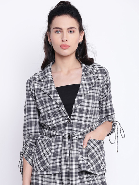 

Texco Women Grey Checked Tailored Jacket