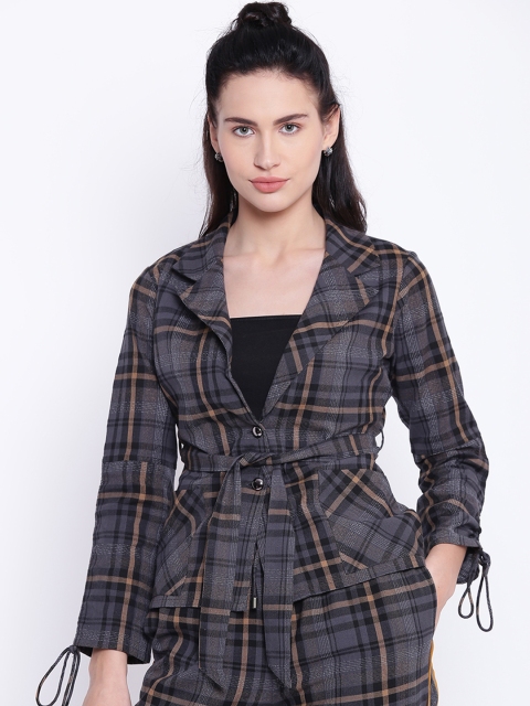 

Texco Women Grey Checked Tailored Jacket