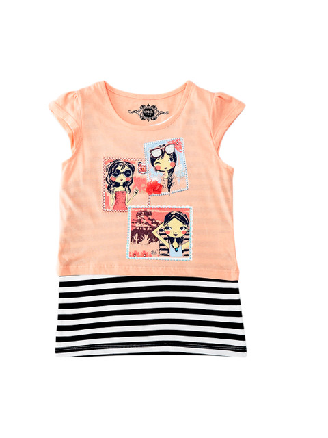 

CHALK by Pantaloons Girls Peach-Coloured Printed A-Line Top