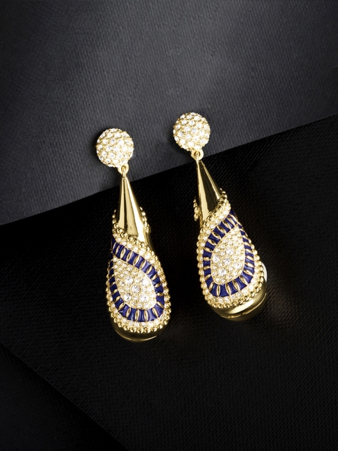 

shaze Gold-Plated Blue Contemporary Drop Earrings