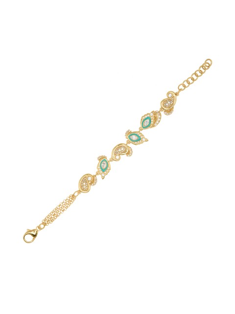 

shaze Blue Gold-Plated CZ Studded Link Bracelet