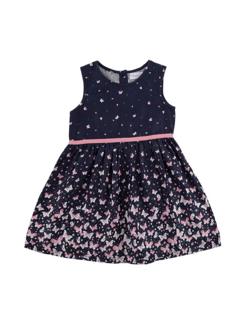 

Chirpie Pie by Pantaloons Girls Navy Blue Printed Fit and Flare Dress