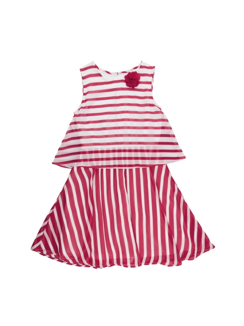 

POPPERS by Pantaloons Girls Pink & White Striped A-Line Dress
