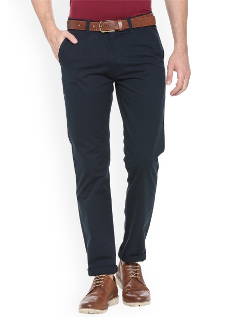 

Peter England Casuals Men Navy Blue Slim Fit Solid Regular Trousers