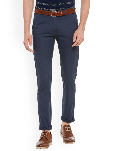 

Peter England Casuals Men Navy Blue Slim Fit Solid Regular Trousers