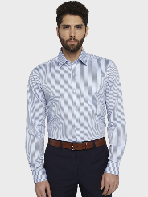 

Raymond Men Blue Regular Fit Striped Formal Shirt