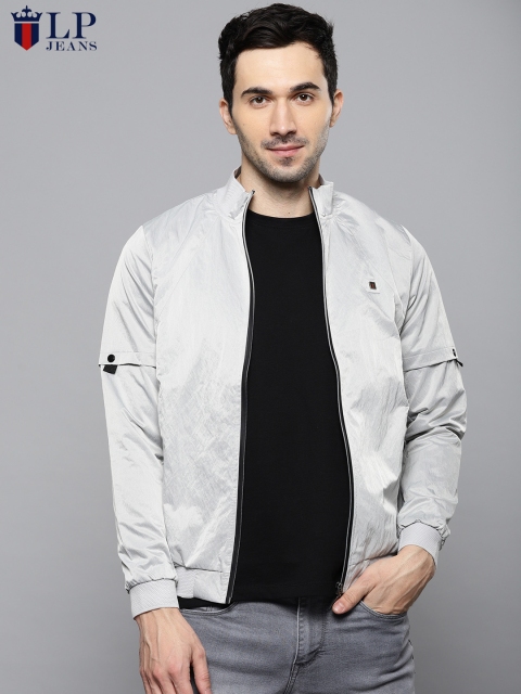 

Louis Philippe Jeans Men Grey Solid Bomber Jacket