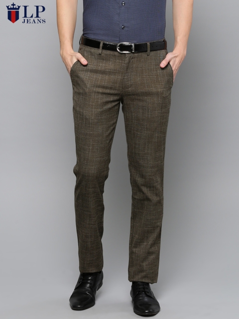 

Louis Philippe Men Brown Slim Fit Solid Formal Trousers