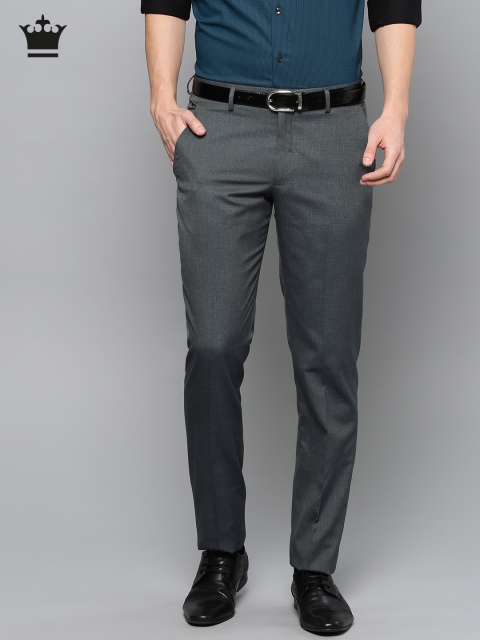 

Louis Philippe Men Grey Slim Fit Solid Formal Trousers