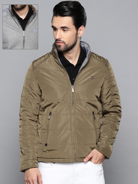 

Louis Philippe Men Grey & Khaki Solid Tailored Jacket
