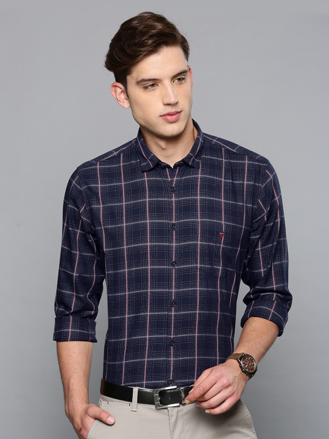 

Louis Philippe Sport Men Navy Blue Slim Fit Checked Smart Casual Shirt