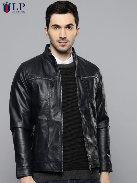 

Louis Philippe Jeans Men Navy Blue Solid Bomber