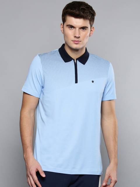 

Louis Philippe Men Blue Striped Detail Polo Collar T-shirt