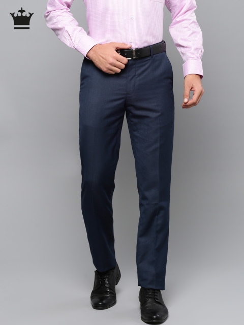 

Louis Philippe Men Navy Blue Slim Fit Solid Regular Trousers